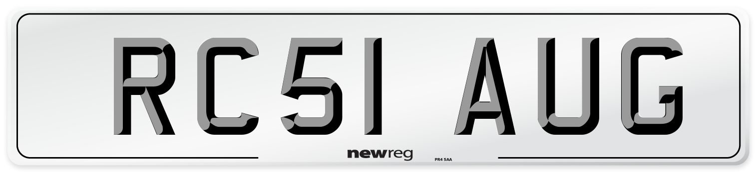 RC51 AUG Number Plate from New Reg
